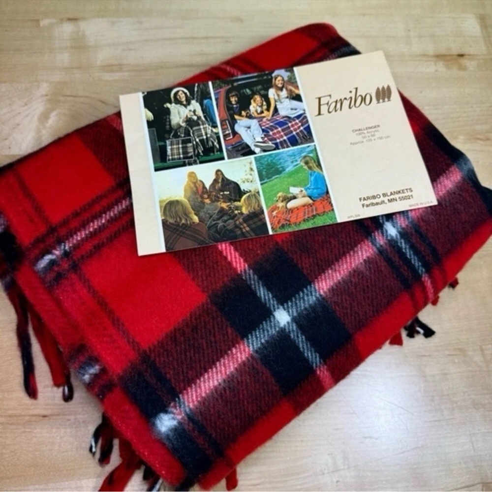 NEW Faribo vintage challenger plaid 50X60 blanket